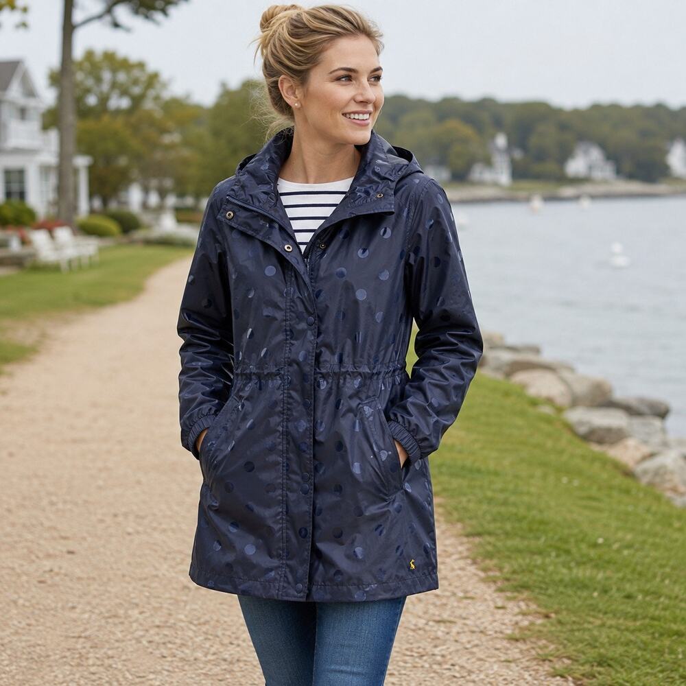 Joules Right As Rain Collection Packable Breathable Rain Jacket Navy Sz4 Preppy